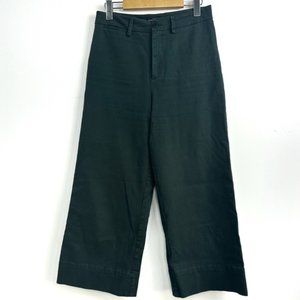 Frank and Oak Josephine Wide Leg Cropped Pant in Green Sz 6